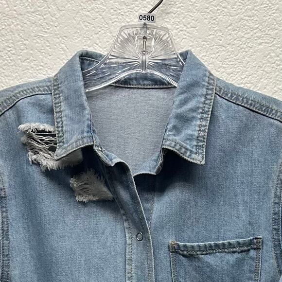 V580 Soft & Distressed DENIM Shirt, Jacket or Dress US Women’s Small Long Sleeve - Picture 8 of 13